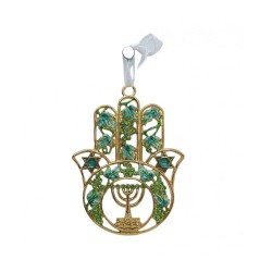 Gleaming Hamsa Wall Hanging Menorah Star of David a... | Wall Hangings