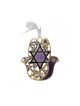 Gleaming Hamsa Wall Hanging Star of David and Flowers... | Metal Hamsa