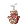 Gleaming Hamsa Wall Hanging Star of David and Flowers... | Metal Hamsa