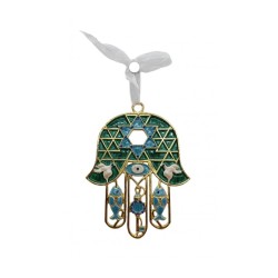 Gleaming Hamsa Wall Hanging Fish Key Dove Star of Dav... | Metal Hamsa