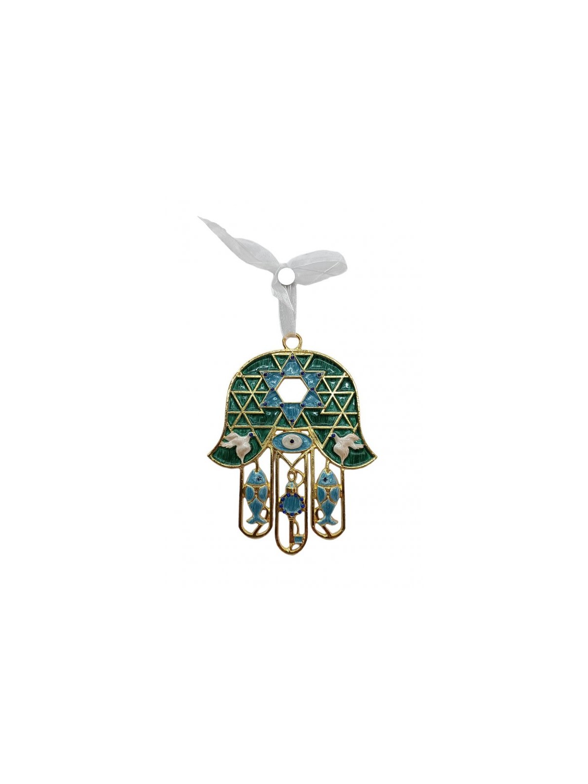Brillant Hamsa Tenture murale Poisson Clé Colombe Étoile de Dav... | Hamsa en métal