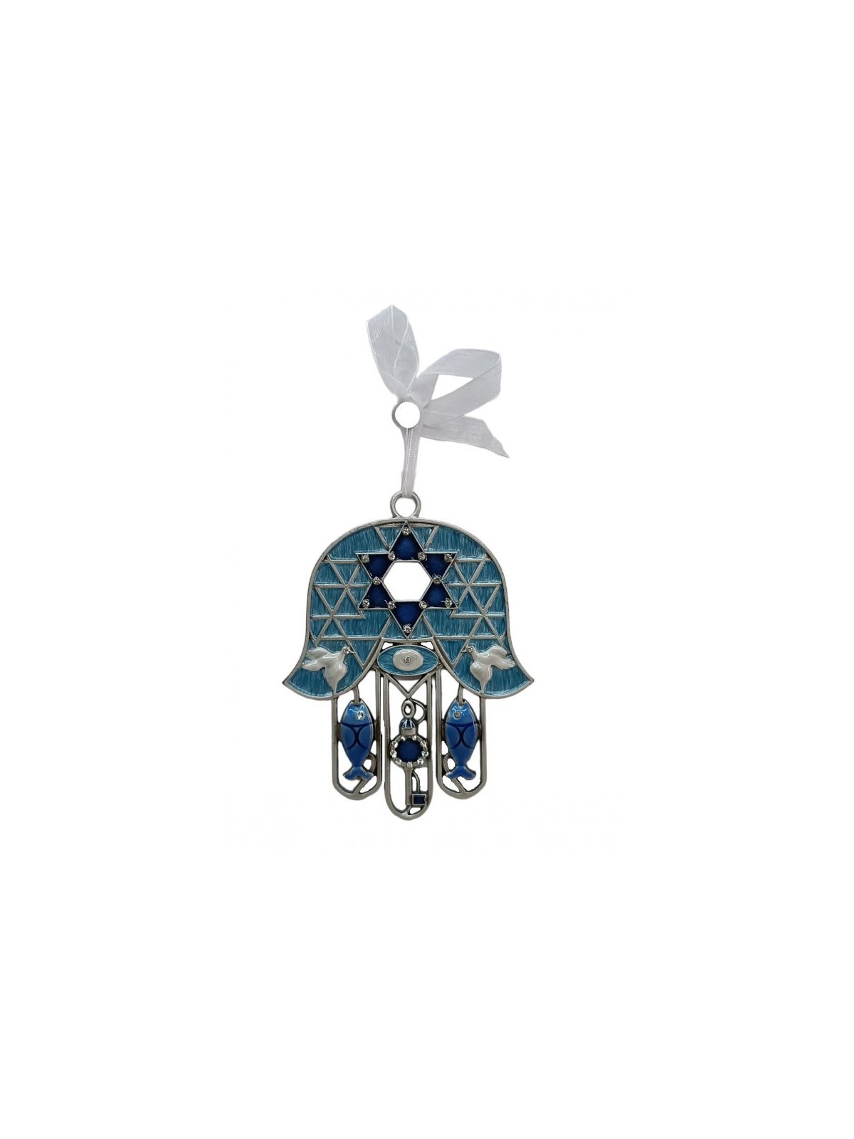 Brillant Hamsa Tenture murale Poisson Clé Colombe Étoile de Dav... | Hamsa en métal
