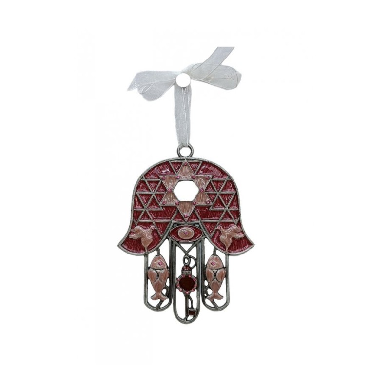 Gleaming Hamsa Wall Hanging Fish Key Dove Star of Dav... | Metal Hamsa