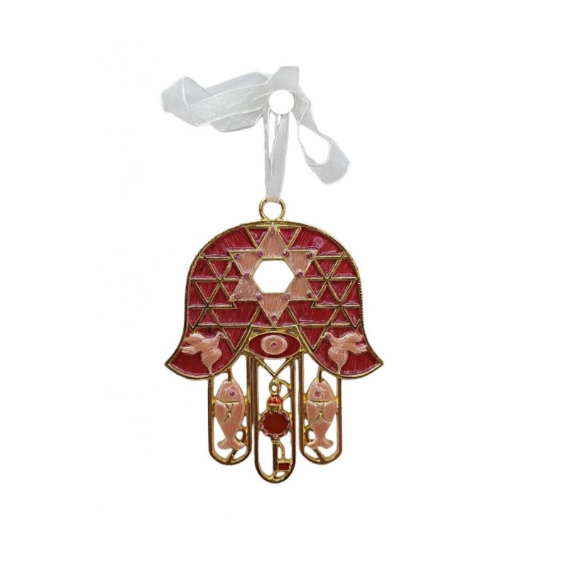 Brillant Hamsa Tenture murale Poisson Clé Colombe Étoile de Dav... | Hamsa en métal
