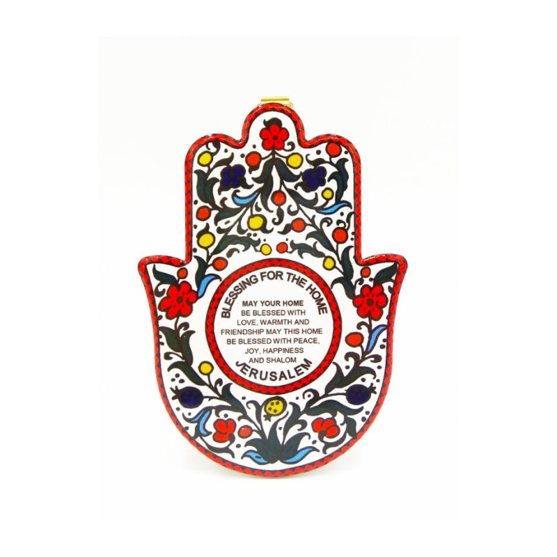 Ceramic Wall Hamsa with Flowing Colorful Flower... | Table Decorations