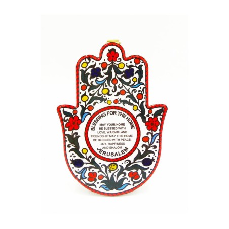 Ceramic Wall Hamsa with Flowing Colorful Flower... | Table Decorations