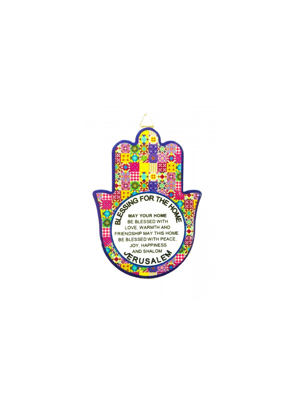 Hamsa Plaque for Wall or Table Colorful Patchwork Eng... | Hamsa Hands