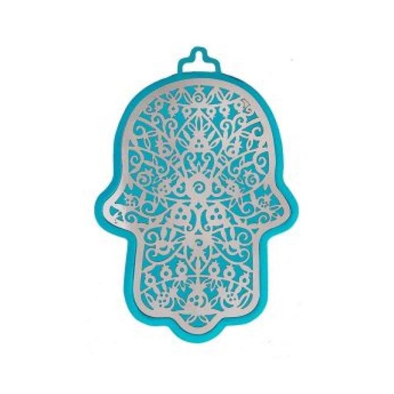 Yair Emanuel Wall Hamsa Overlay of Cutout Pomeg... | Hamsas by Emanuel