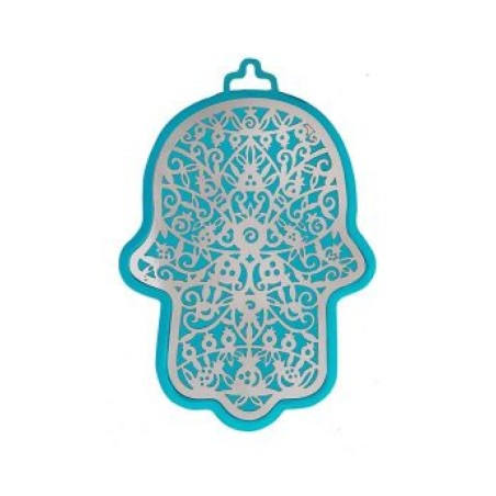 Yair Emanuel Wall Hamsa Overlay of Cutout Pomeg... | Hamsas by Emanuel