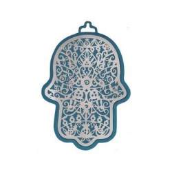 Yair Emanuel Wall Hamsa Overlay of Cutout Pomeg... | Hamsas by Emanuel