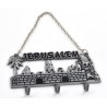 Wall Key Hanger with Chain Jerusalem Landscape Silver Pewter | Clocks