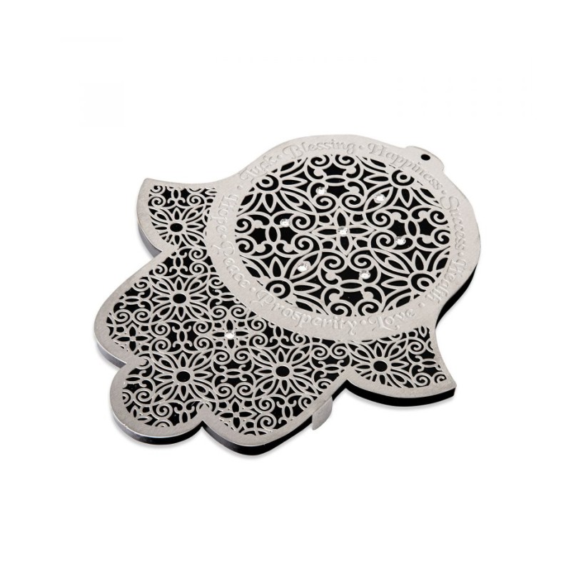 Dorit Judaica Wall Hamsa with Lace Design Crystals En... | Hamsa Hands