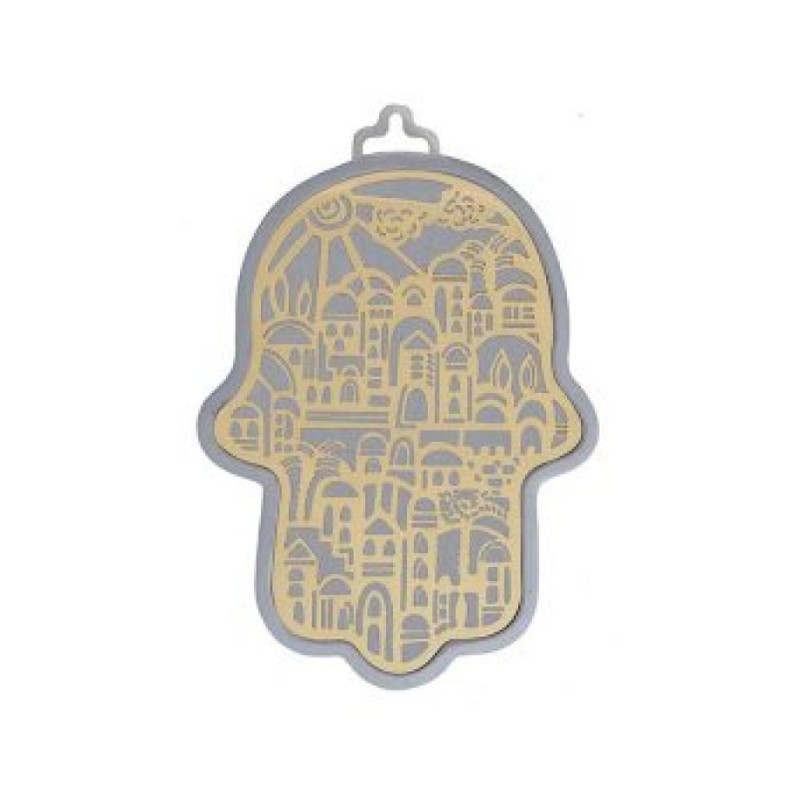 Yair Emanuel Wall Hamsa Overlay of Cutout Jerus... | Hamsas by Emanuel