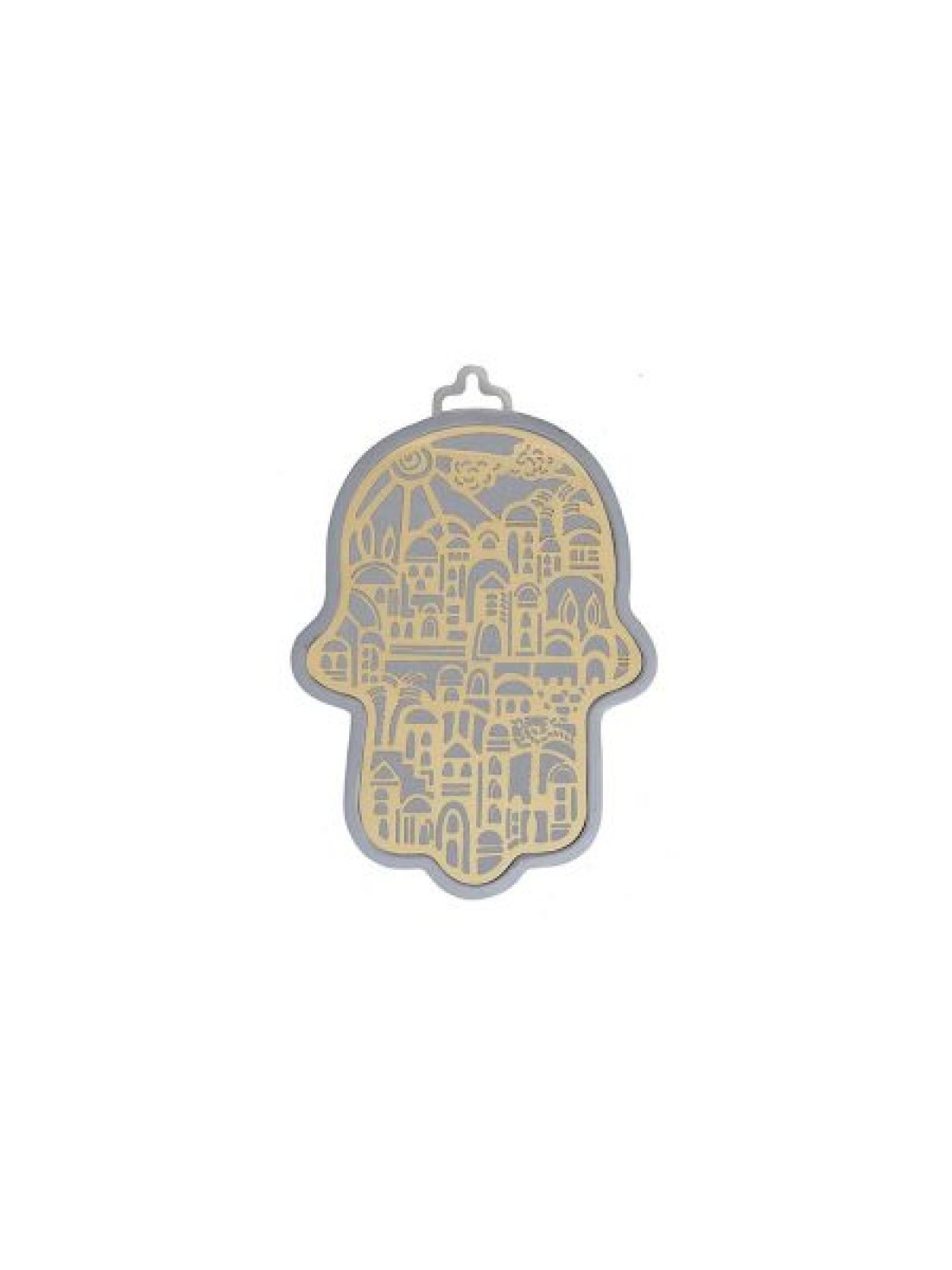 Yair Emanuel Wall Hamsa Overlay of Cutout Jerus... | Hamsas by Emanuel