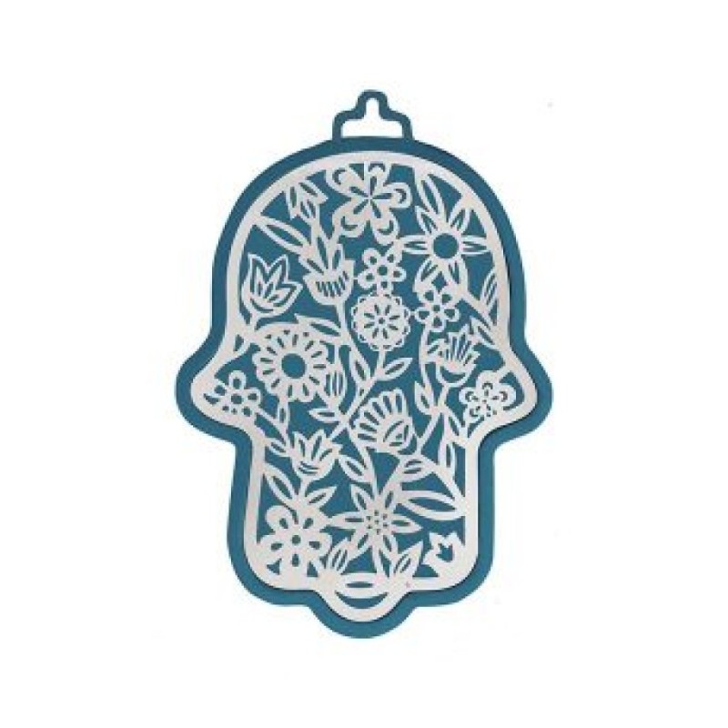 Yair Emanuel Wall Hamsa Overlay of Cutout Flora... | Hamsas by Emanuel