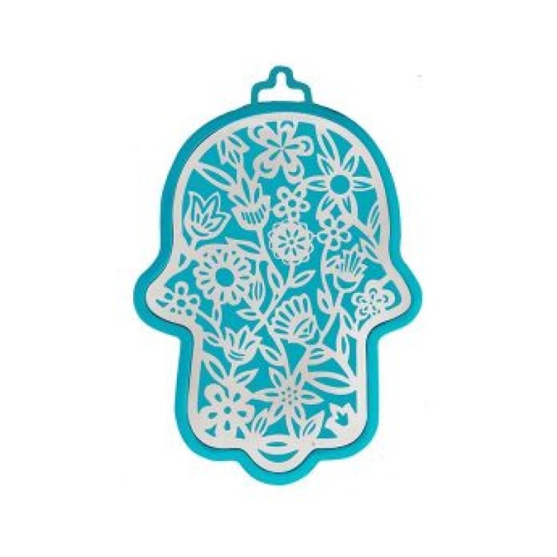 Yair Emanuel Wall Hamsa Overlay of Cutout Flora... | Hamsas by Emanuel