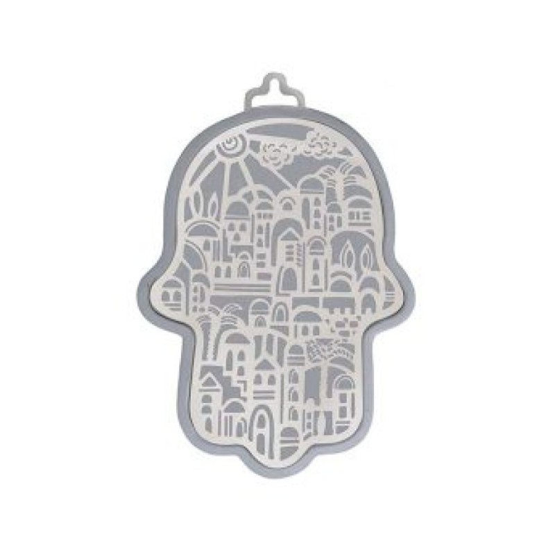 Yair Emanuel Wall Hamsa Overlay of Cutout Jerus... | Hamsas by Emanuel