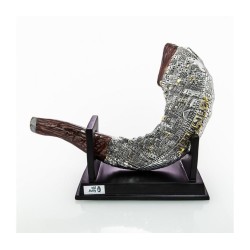 Rams Horn Replica on Stand Silver Plated with Gold Tint... | Figurines