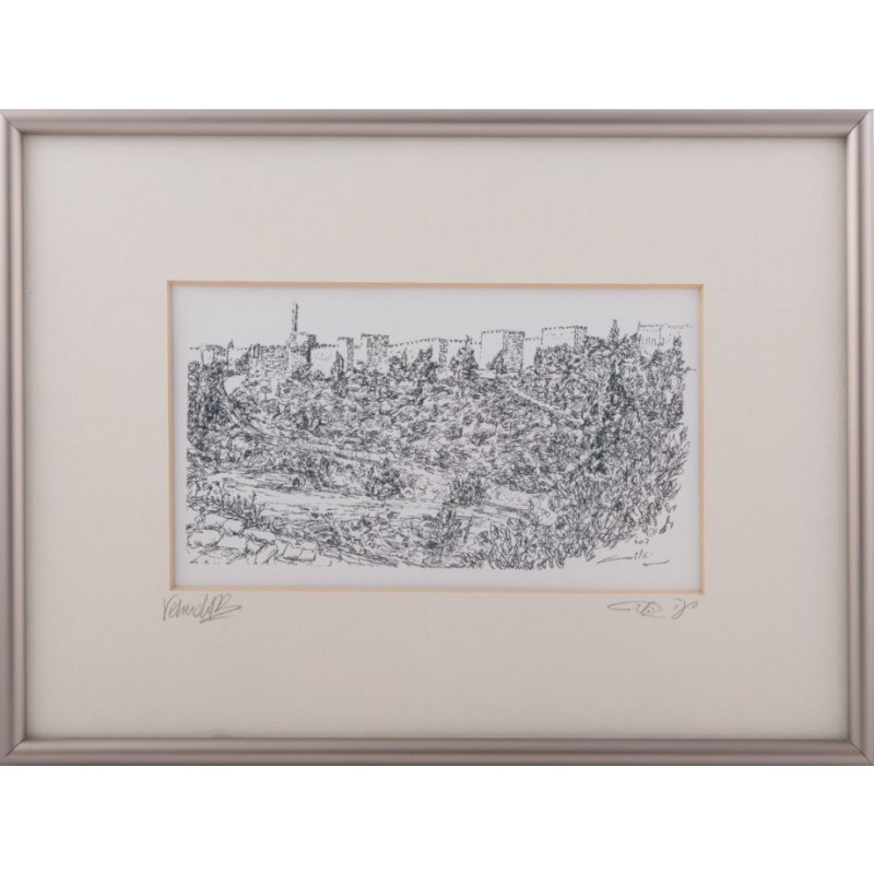 YehuditsArt Sketch Print of Mount Zion Je... | Jewish Gift from Israel