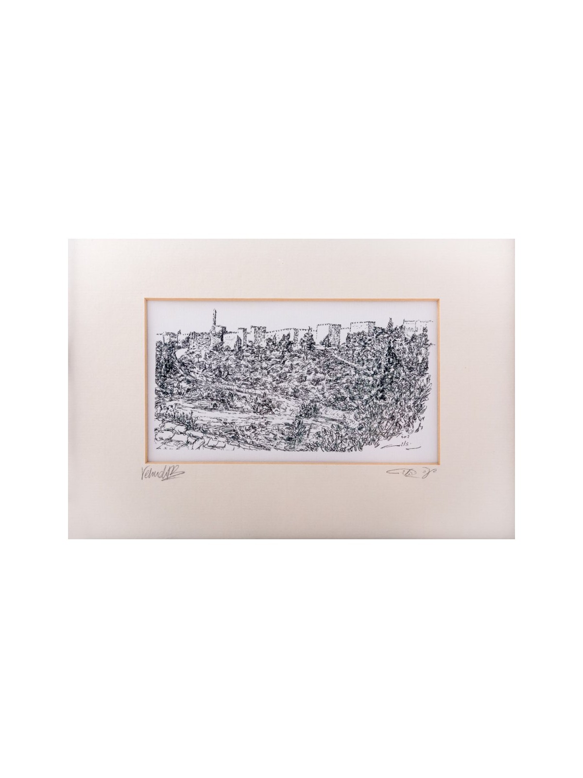 YehuditsArt Sketch Print of Mount Zion Je... | Jewish Gift from Israel