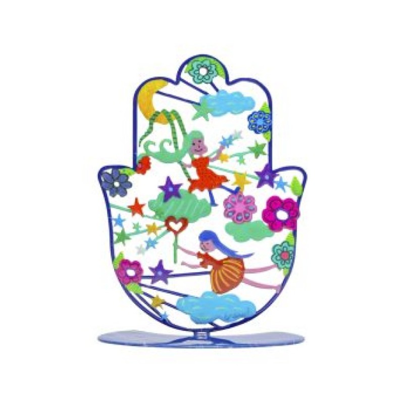 Yair Emanuel Hamsa Sculpture on Stand Colorful ... | Table Decorations