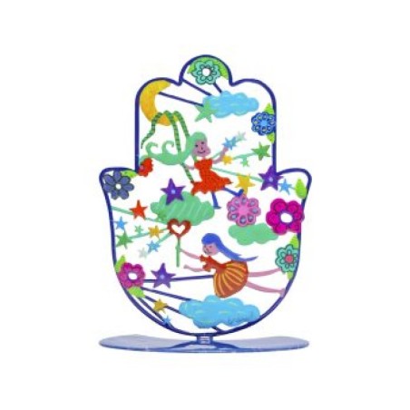 Yair Emanuel Hamsa Sculpture on Stand Colorful ... | Table Decorations