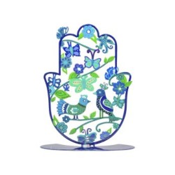 Yair Emanuel Large Hand Painted Hamsa on a Base... | Table Decorations