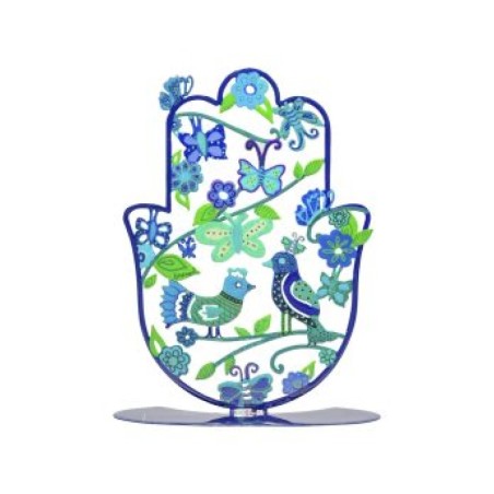 Yair Emanuel Large Hand Painted Hamsa on a Base... | Table Decorations