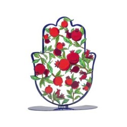 Yair Emanuel Large Hand Painted Hamsa on a Base... | Table Decorations