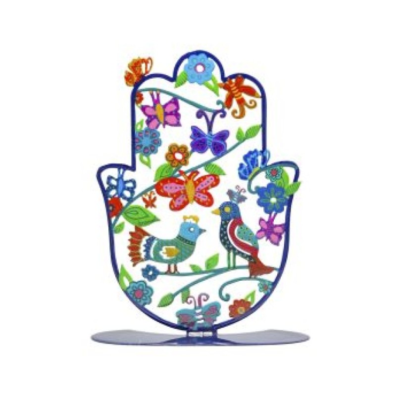 Yair Emanuel Large Hand Painted Hamsa on base %... | Table Decorations