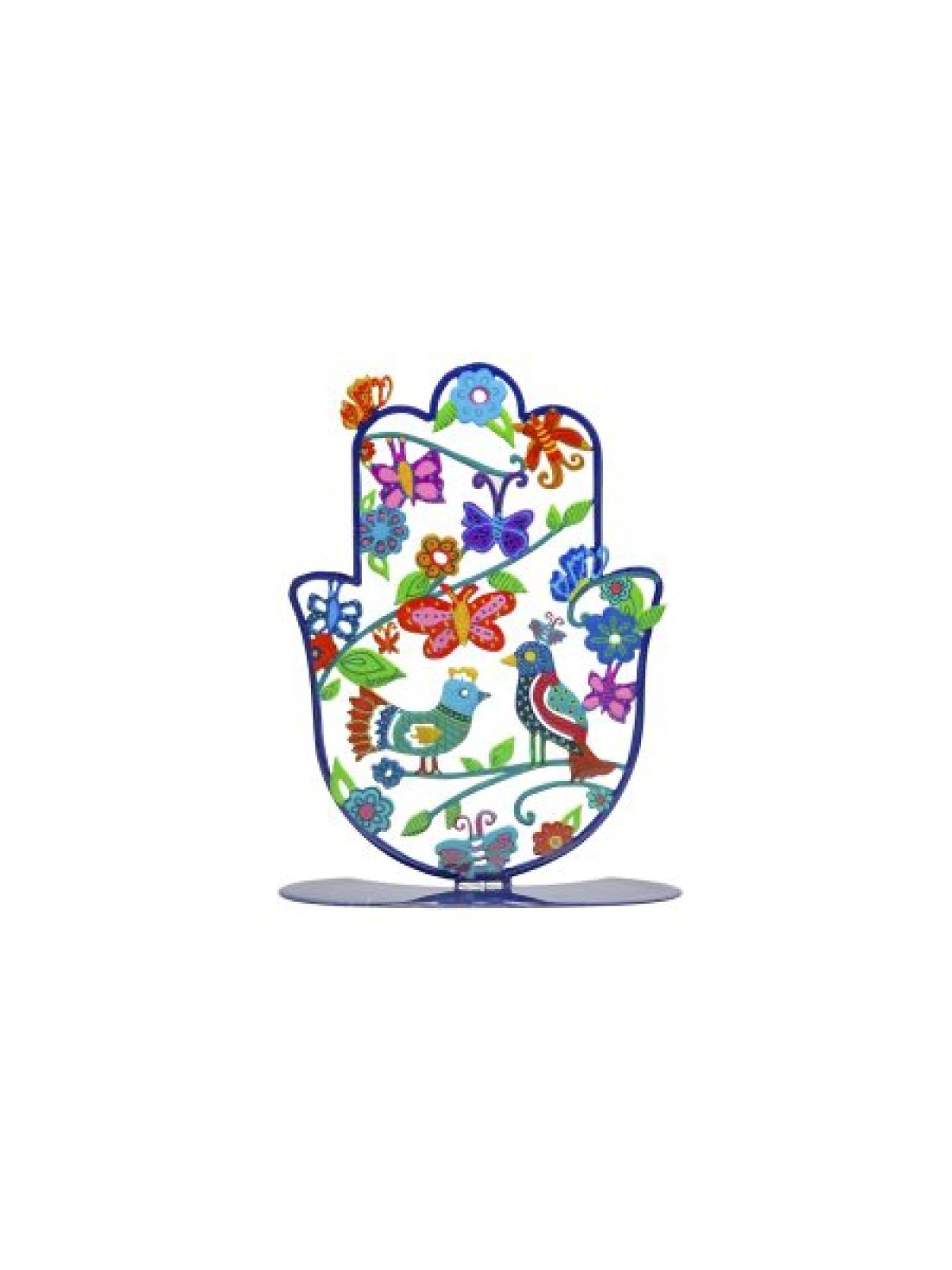 Yair Emanuel Large Hand Painted Hamsa on base %... | Table Decorations