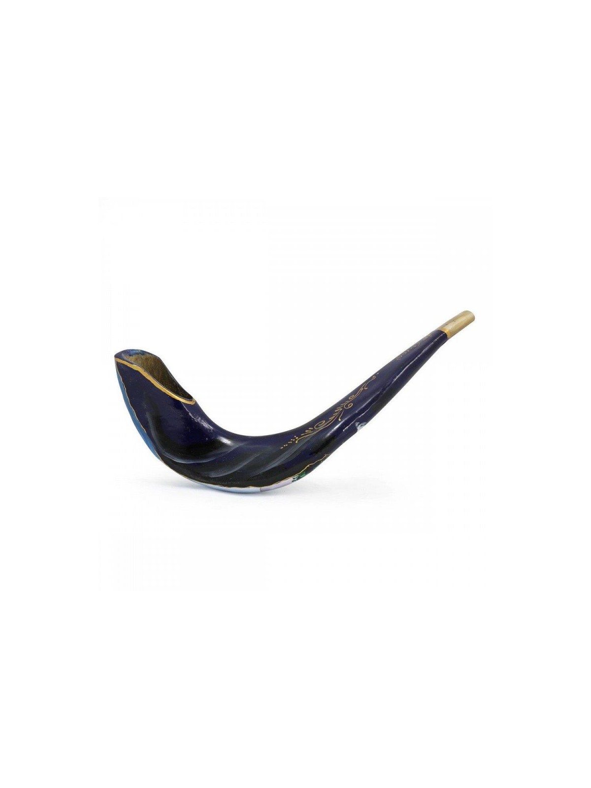 Hand Painted in Israel Rams Horn Shofar Blue Ja... | Decorated Shofars