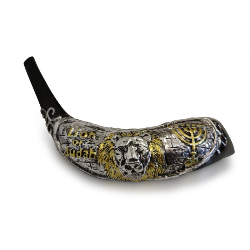 Decorative Rams Horn Shofar Gold and Silv... | Sterling Silver Shofars