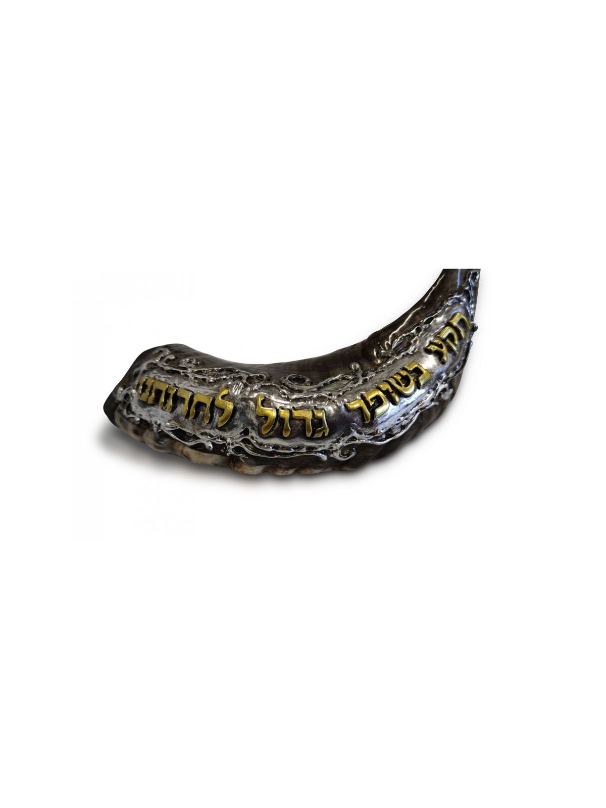 Decorative Rams Horn Shofar Gold and Silv... | Sterling Silver Shofars