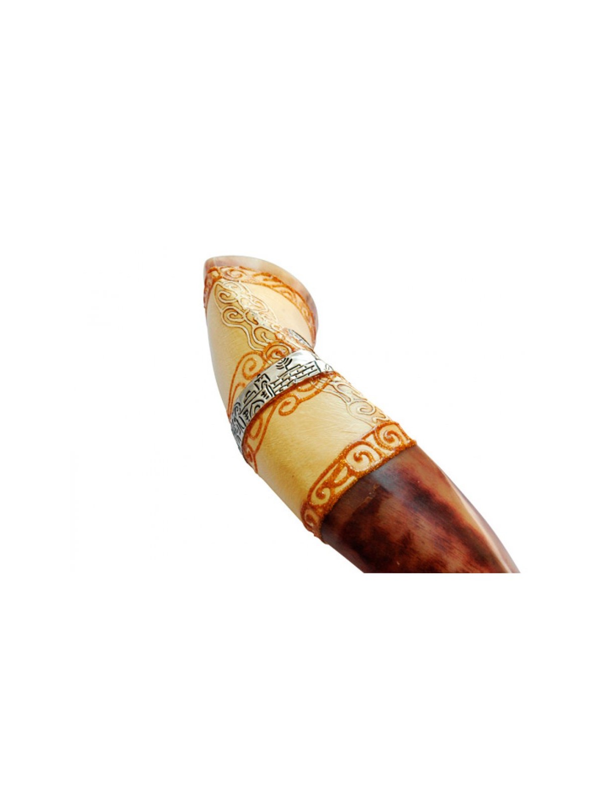 Jumbo Yemenite Hand Painted Shofar Jerusalem Design | Yemenite Shofars