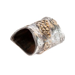 Decorative Yemenite Shofar with Sterling ... | Sterling Silver Shofars