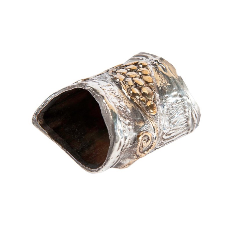 Decorative Yemenite Shofar with Sterling ... | Sterling Silver Shofars