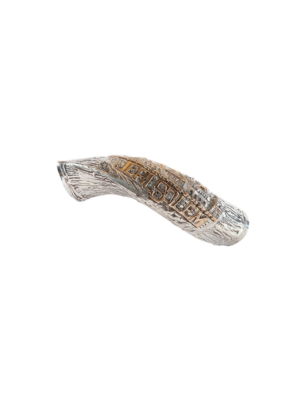 Decorative Yemenite Shofar with Sterling ... | Sterling Silver Shofars
