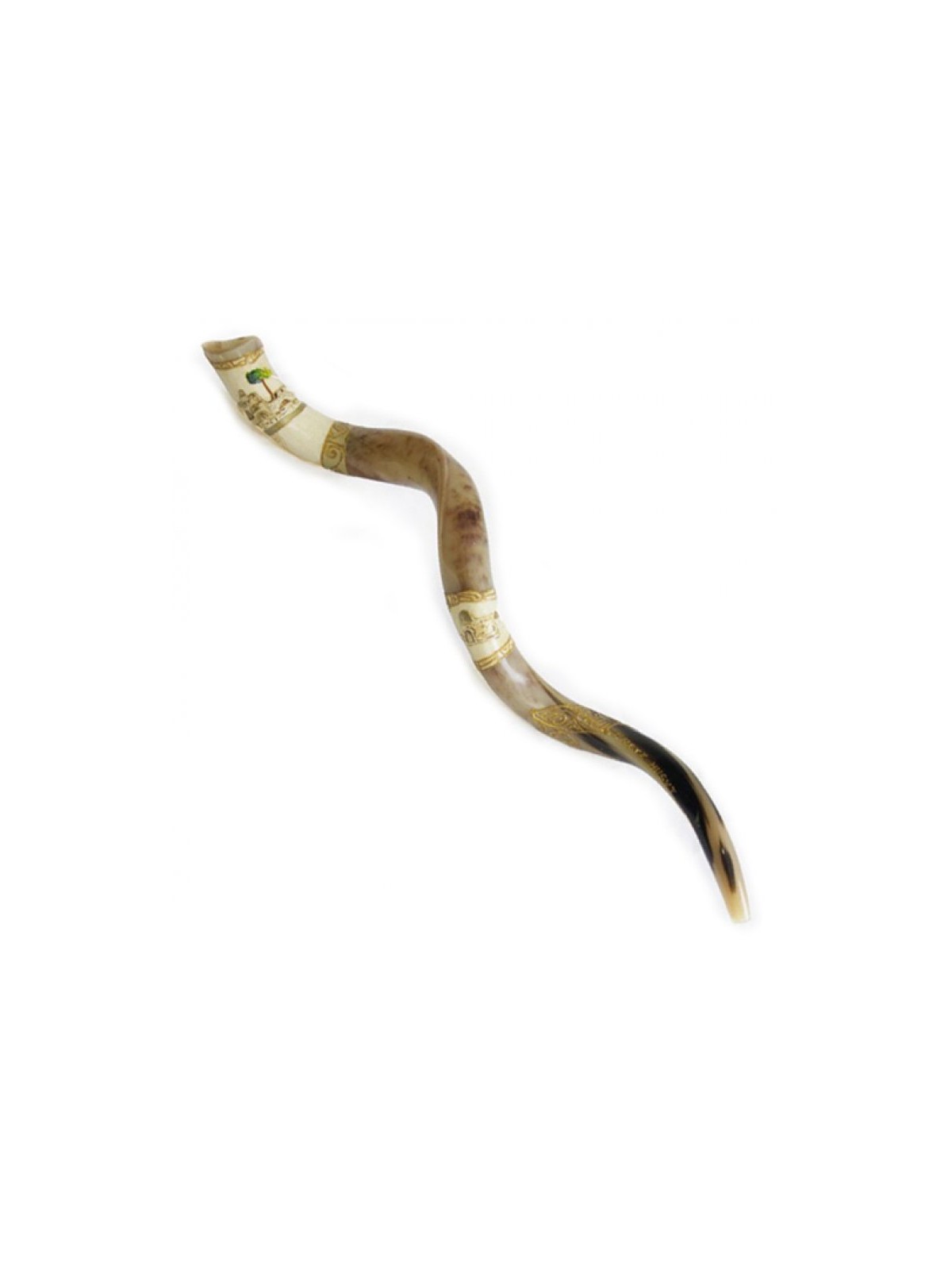 Jumbo Yemenite Hand Painted Shofar Jerusalem wit... | Yemenite Shofars