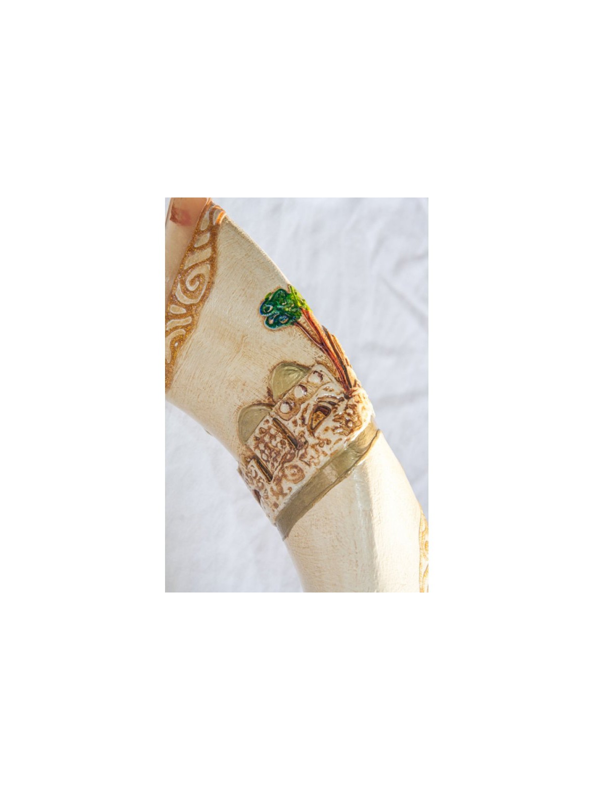 Jumbo Yemenite Hand Painted Shofar Jerusalem wit... | Yemenite Shofars