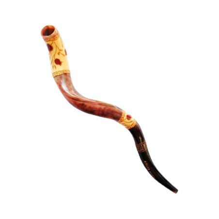 Pomegranate Design Yemenite Hand Painted Shofar | Yemenite Shofars
