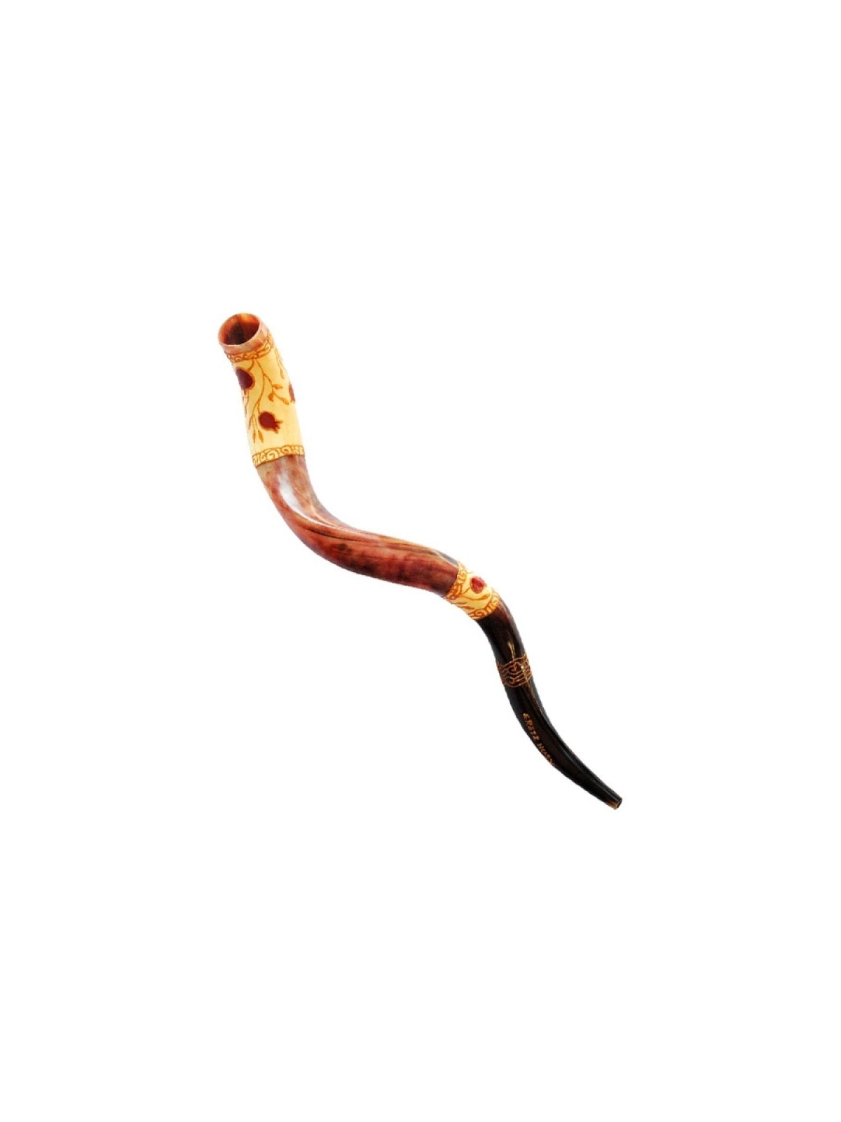 Pomegranate Design Yemenite Hand Painted Shofar | Yemenite Shofars