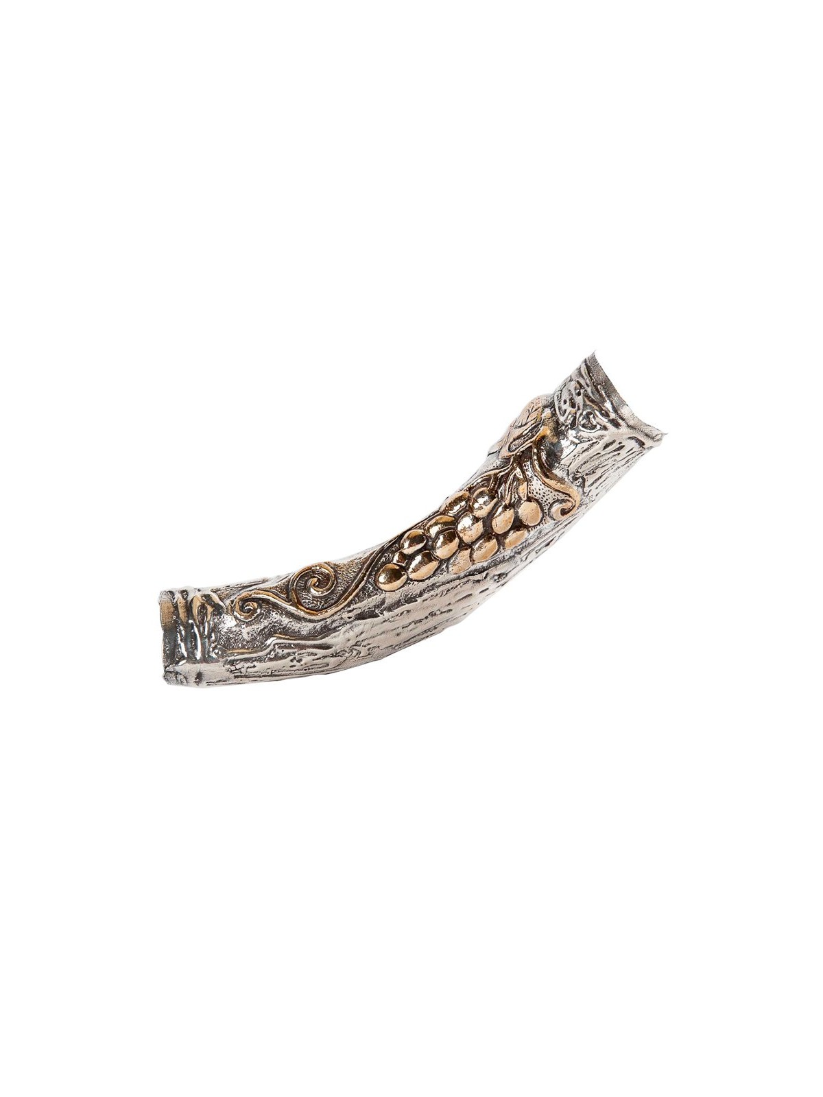 Decorative Yemenite Shofar with Sterling ... | Sterling Silver Shofars