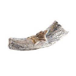 Decorative Yemenite Shofar with Sterling ... | Sterling Silver Shofars