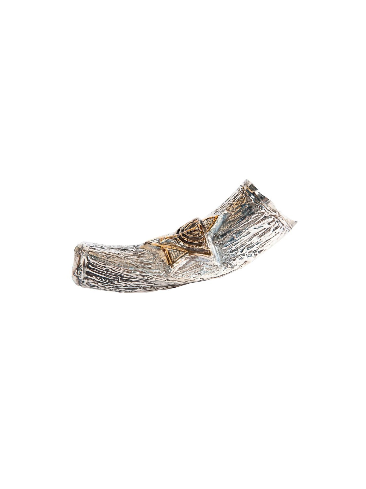 Decorative Yemenite Shofar with Sterling ... | Sterling Silver Shofars