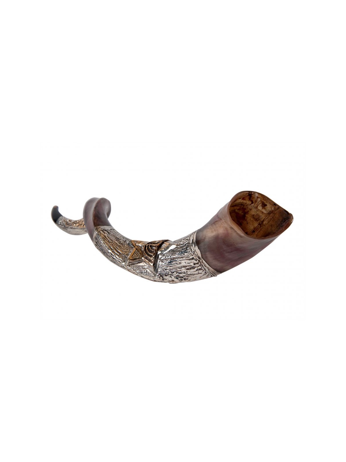 Decorative Yemenite Shofar with Sterling ... | Sterling Silver Shofars