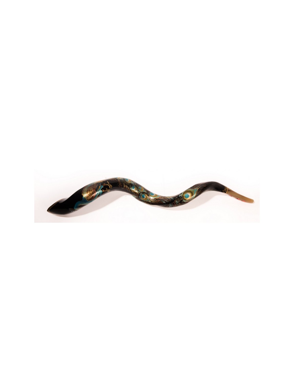 Collectors Hand Painted Yemenite Shofar Peacock | Decorated Shofars