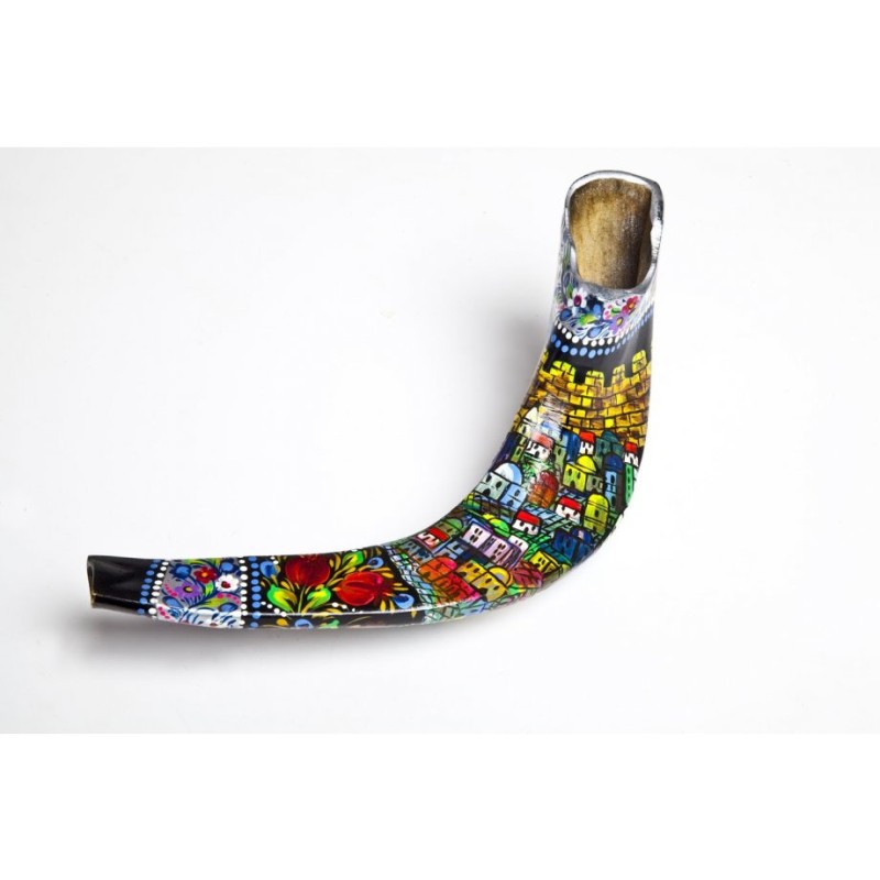 Jerusalem Hand Painted Rams Horn Shofar | Decorated Shofars