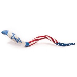 Hand Painted Yemenite Shofar with United States... | Decorated Shofars