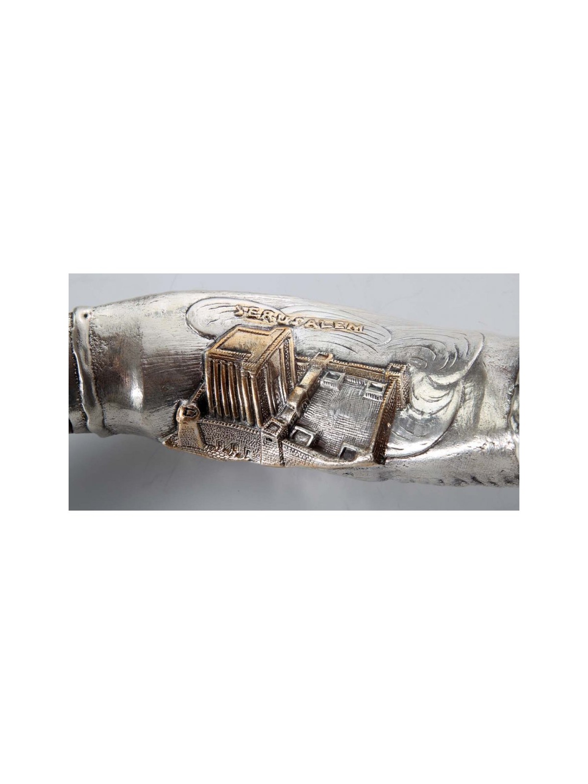 Silver Yemenite Shofar Temple in Jerusalem | Sterling Silver Shofars